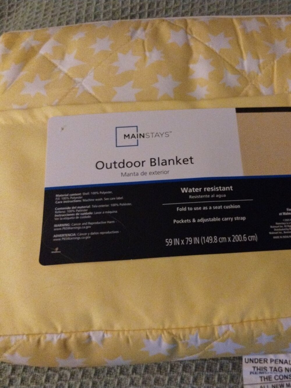 Mainstays yellow outdoor blanket